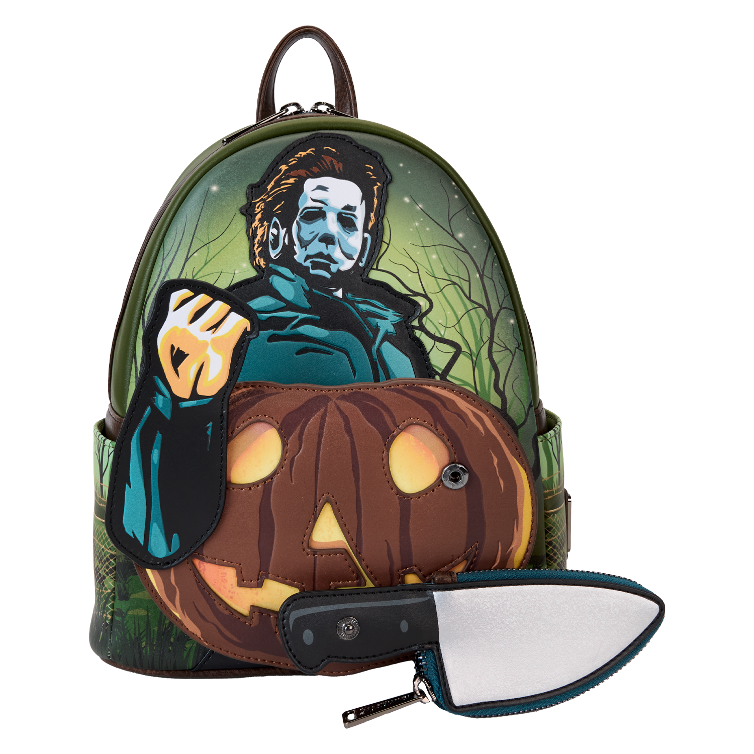 Halloween Michael Myers Pumpkin Glow Mini Backpack With Coin Bag - Image 5