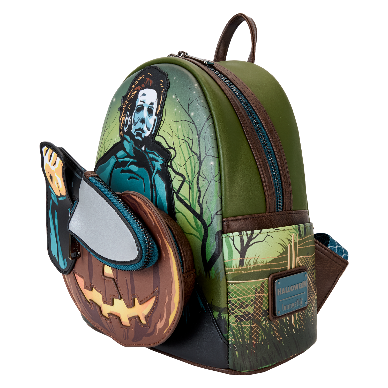 Halloween Michael Myers Pumpkin Glow Mini Backpack With Coin Bag - Image 7
