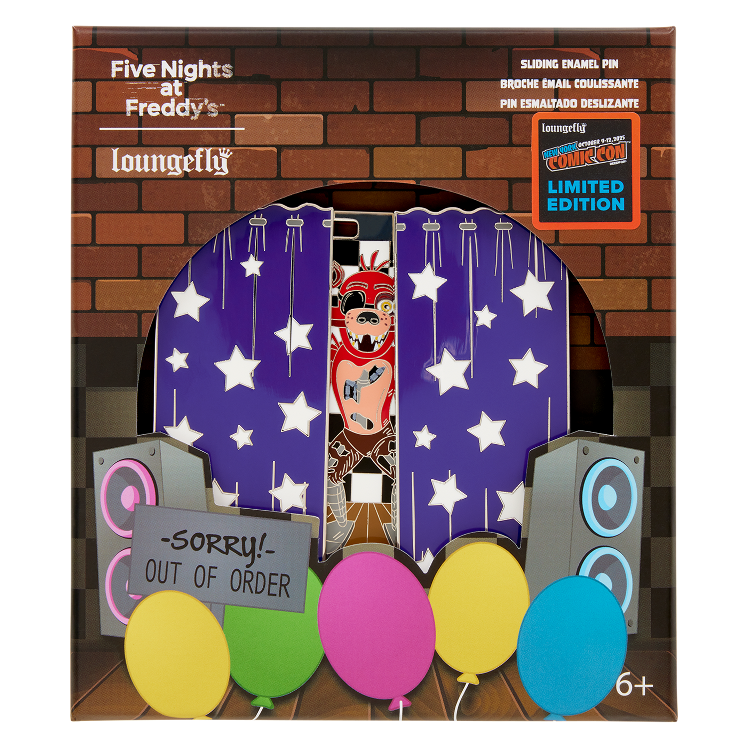 NYCC Limited Edition Five Nights At Freddy's Foxy 3" Collector Box Sliding Pin