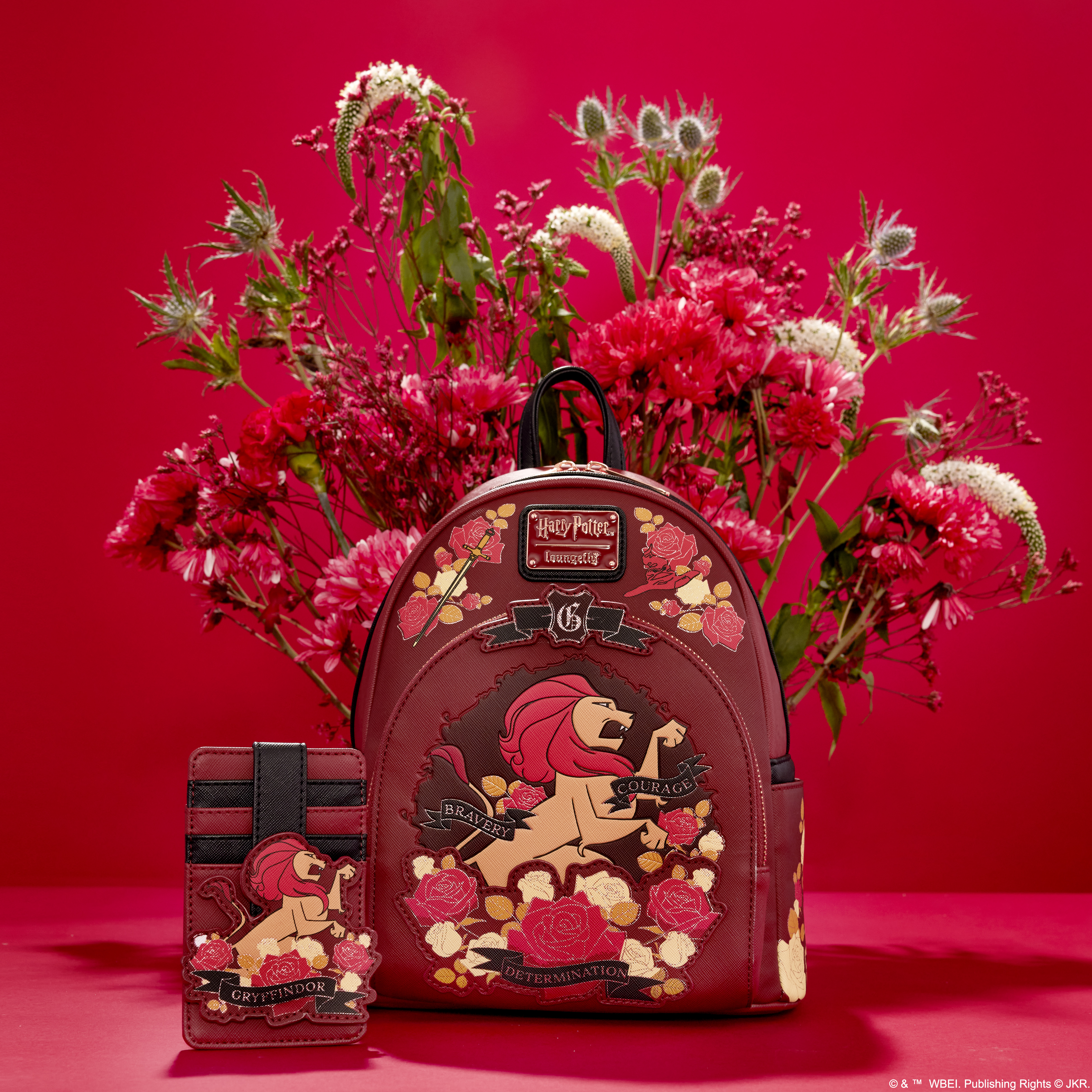 Harry Potter Gryffindor House Floral Tattoo Mini Backpack - Image 3