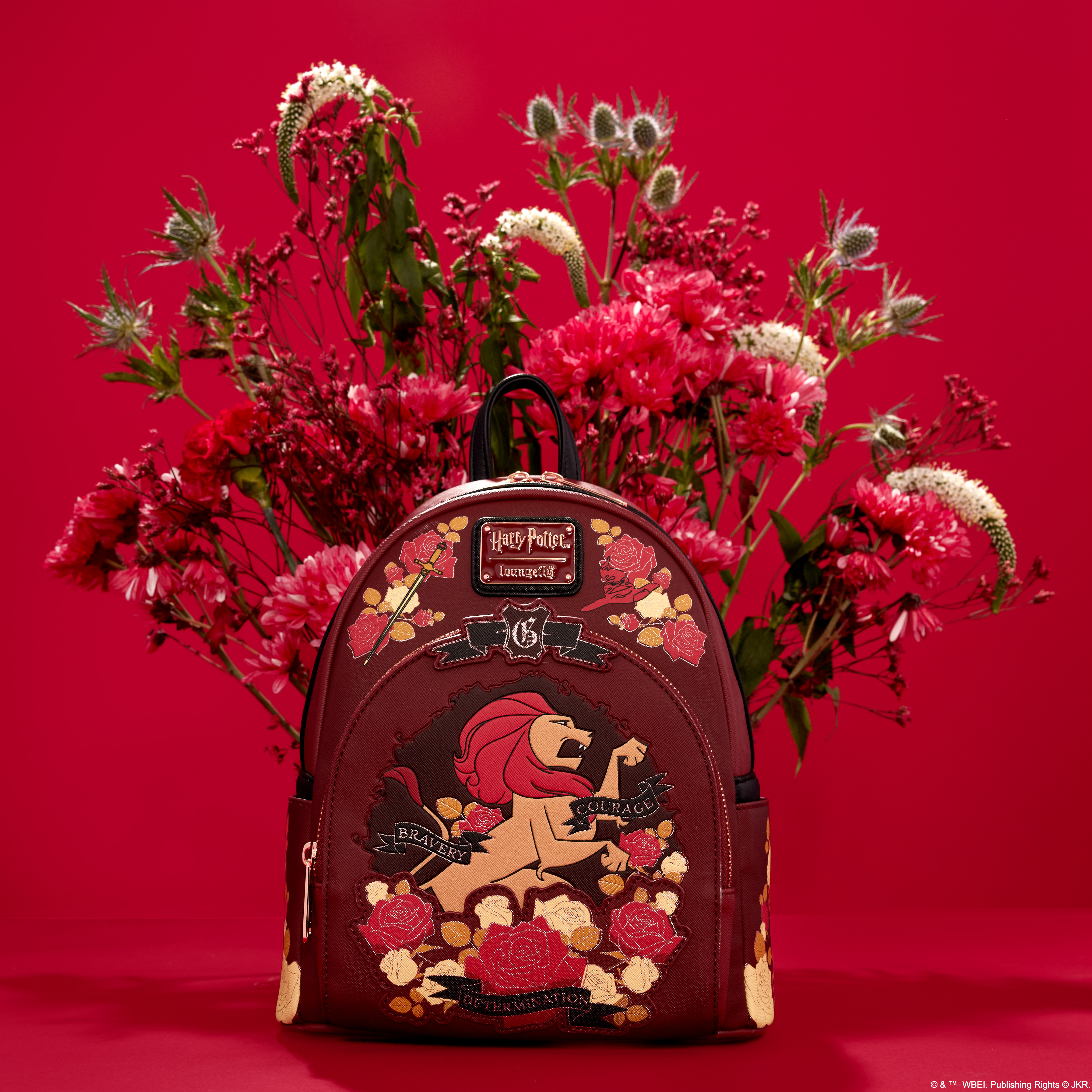 Alternative view of Harry Potter Gryffindor House Floral Tattoo Mini Backpack