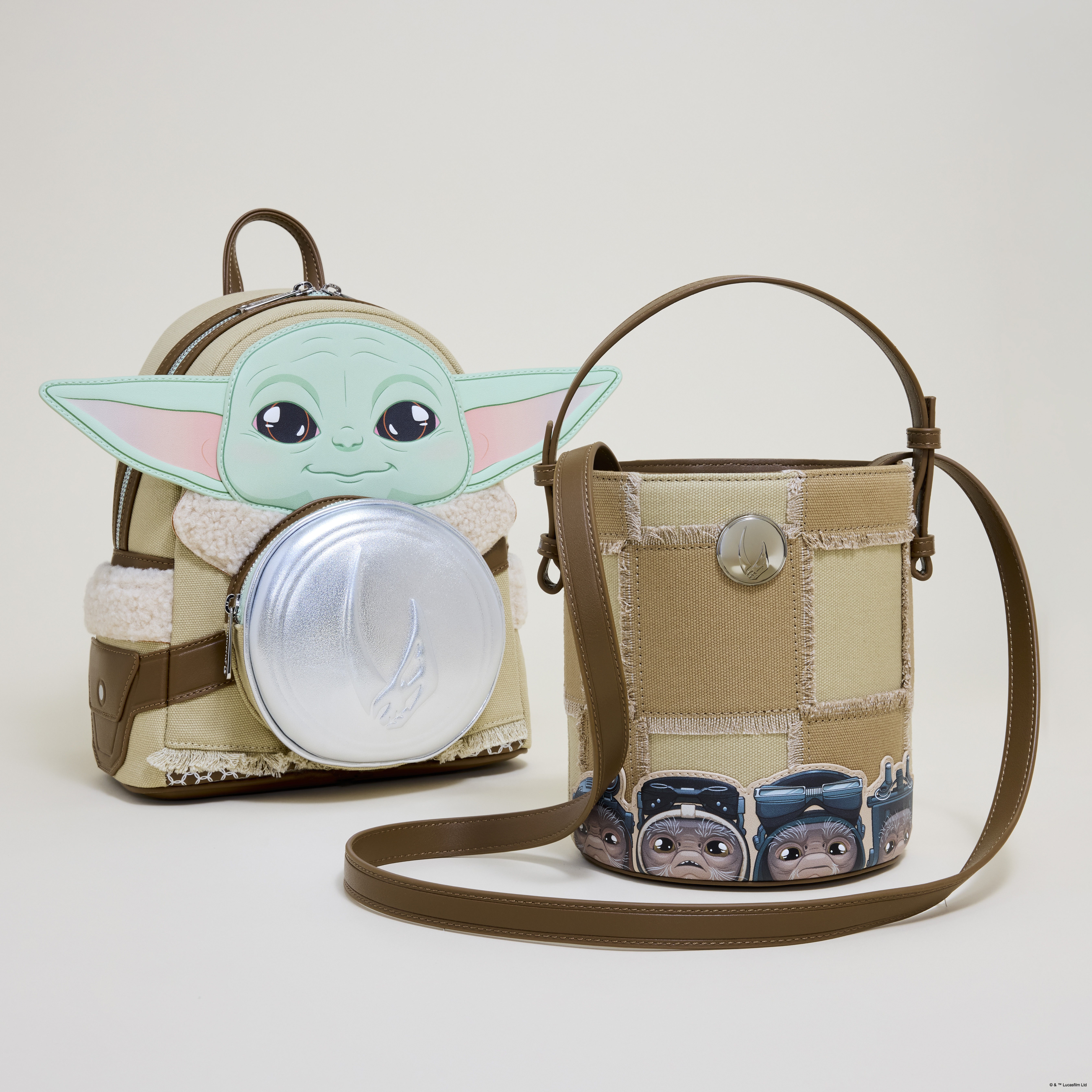The Mandalorian Grogu & Anzellan Drawstring Bucket Crossbody Bag with Coin Bag - Image 4