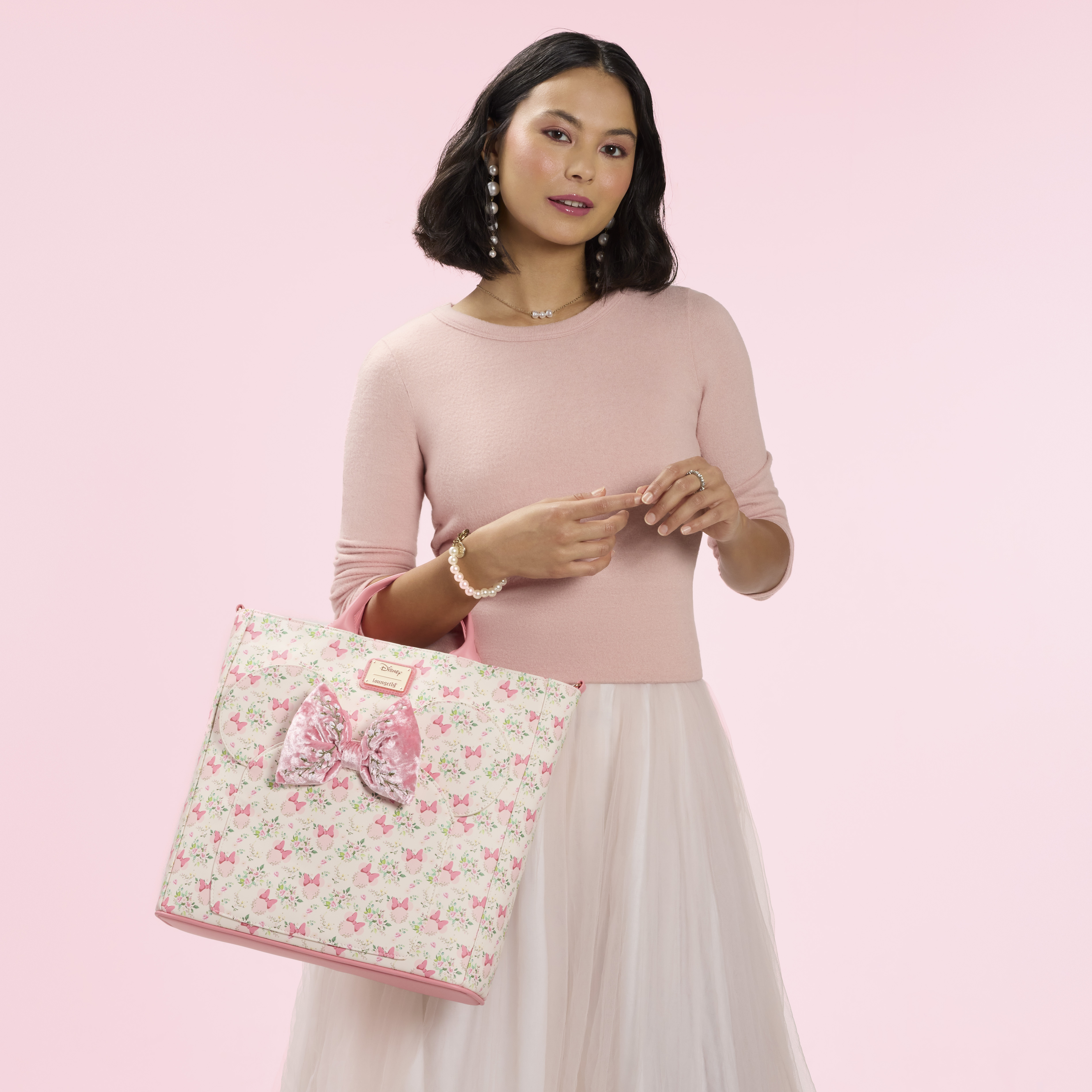 Alternative view of Minnie Mouse Floral All-Over Print Convertible Backpack & Tote Crossbody Bag