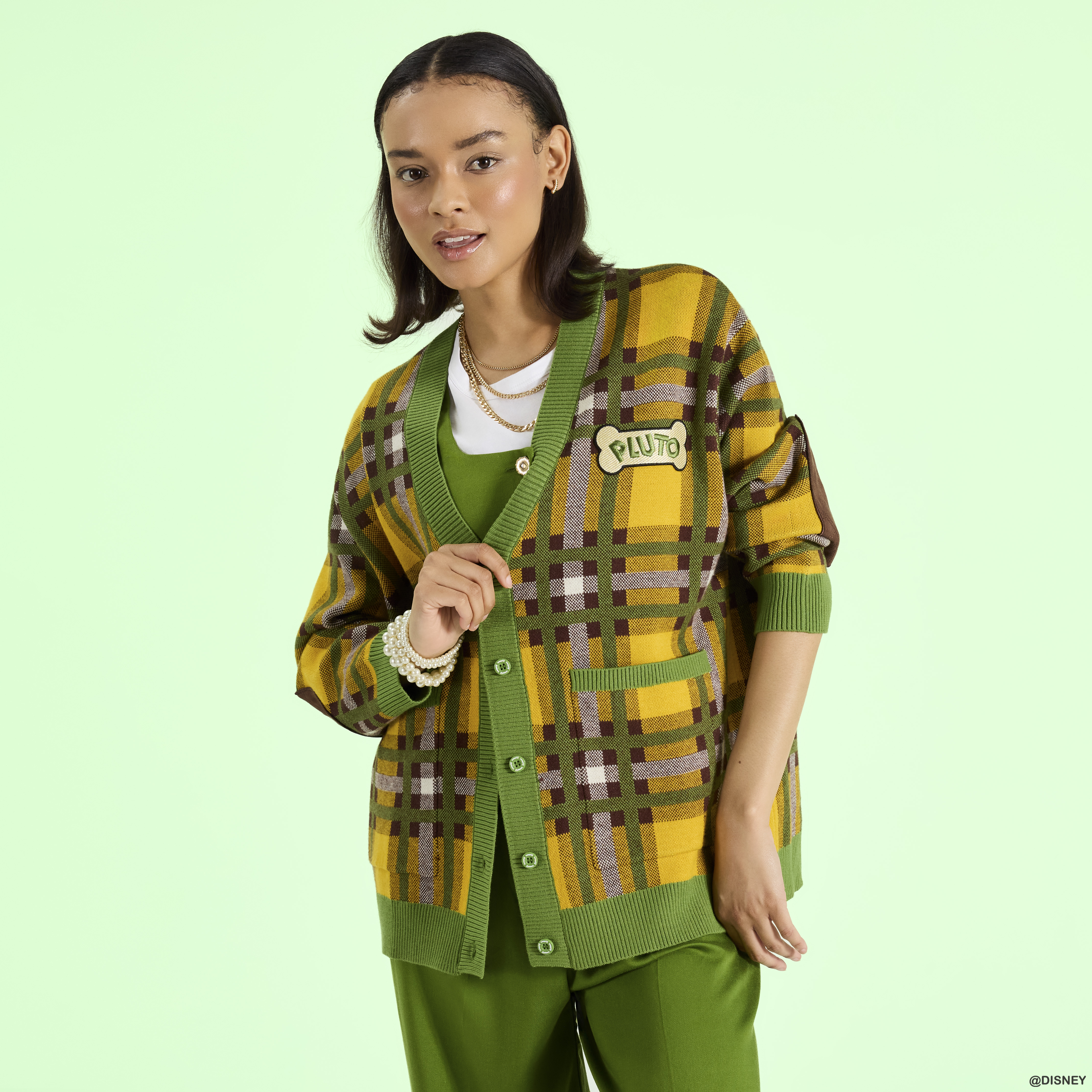 Alternative view of Pluto 95th Anniversary Plaid Knit Cardigan