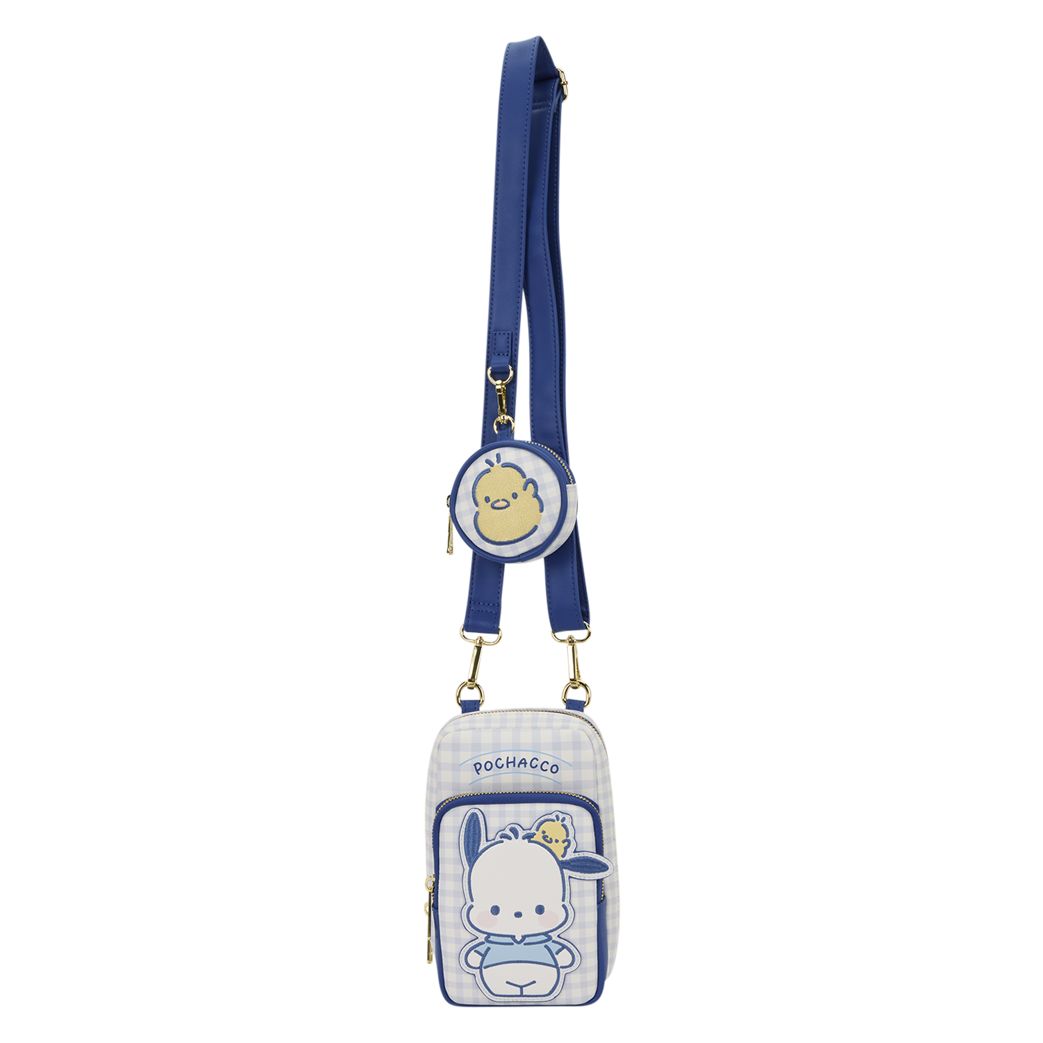Sanrio Pochacco Gingham Cell Phone Crossbody Bag with Coin Bag - Image 4