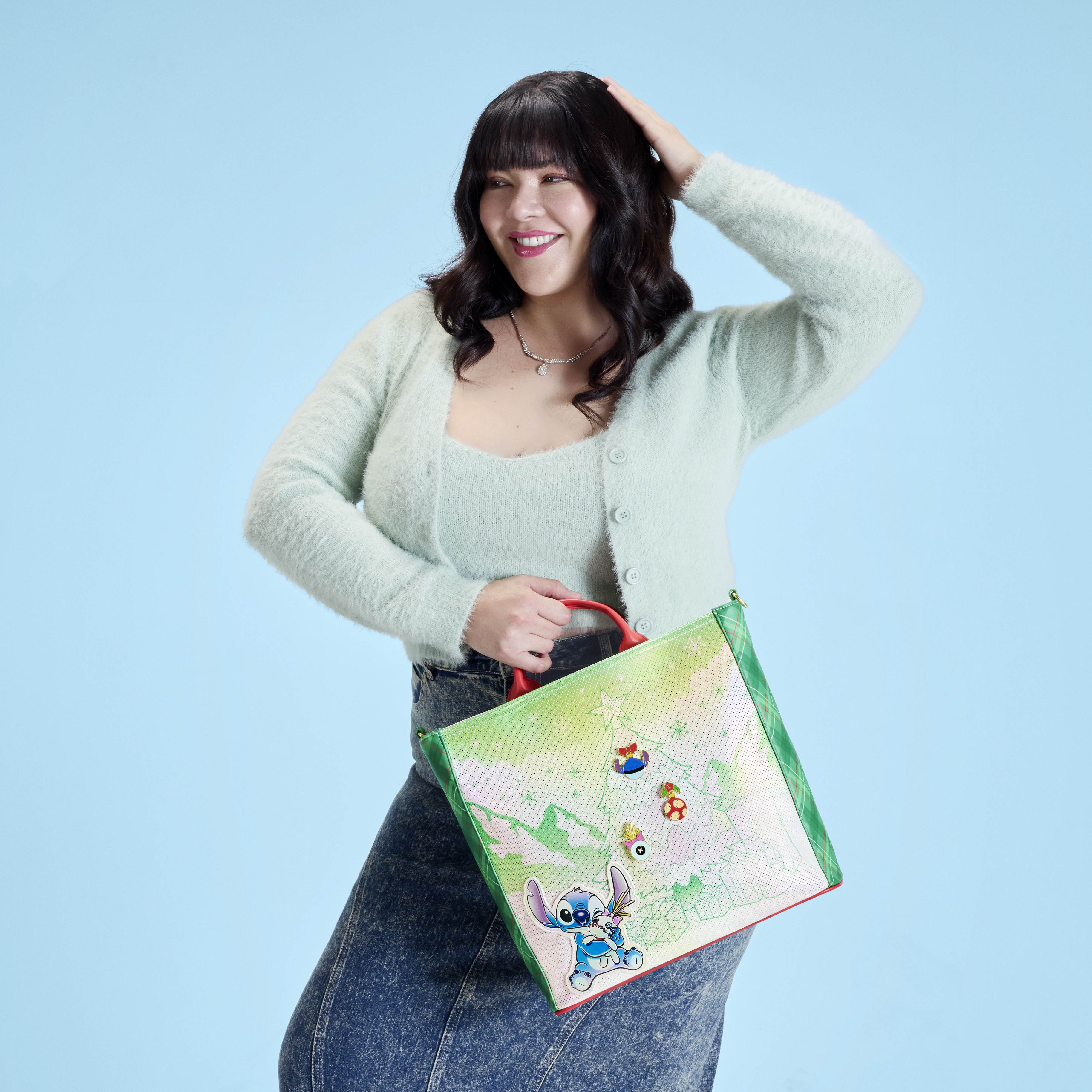 Alternative view of Lilo & Stitch Holiday Tote Pin Trader Crossbody Bag