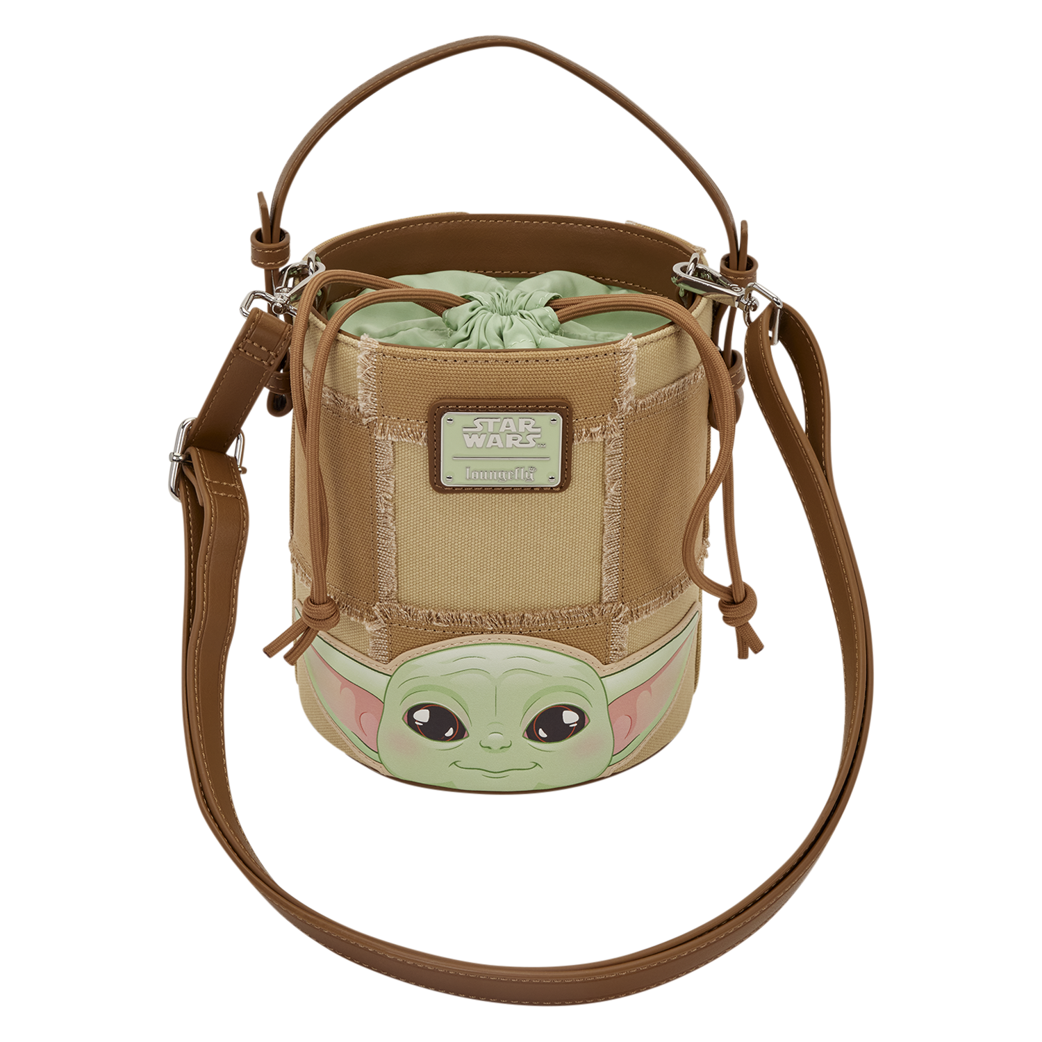 The Mandalorian Grogu & Anzellan Drawstring Bucket Crossbody Bag with Coin Bag - Image 7