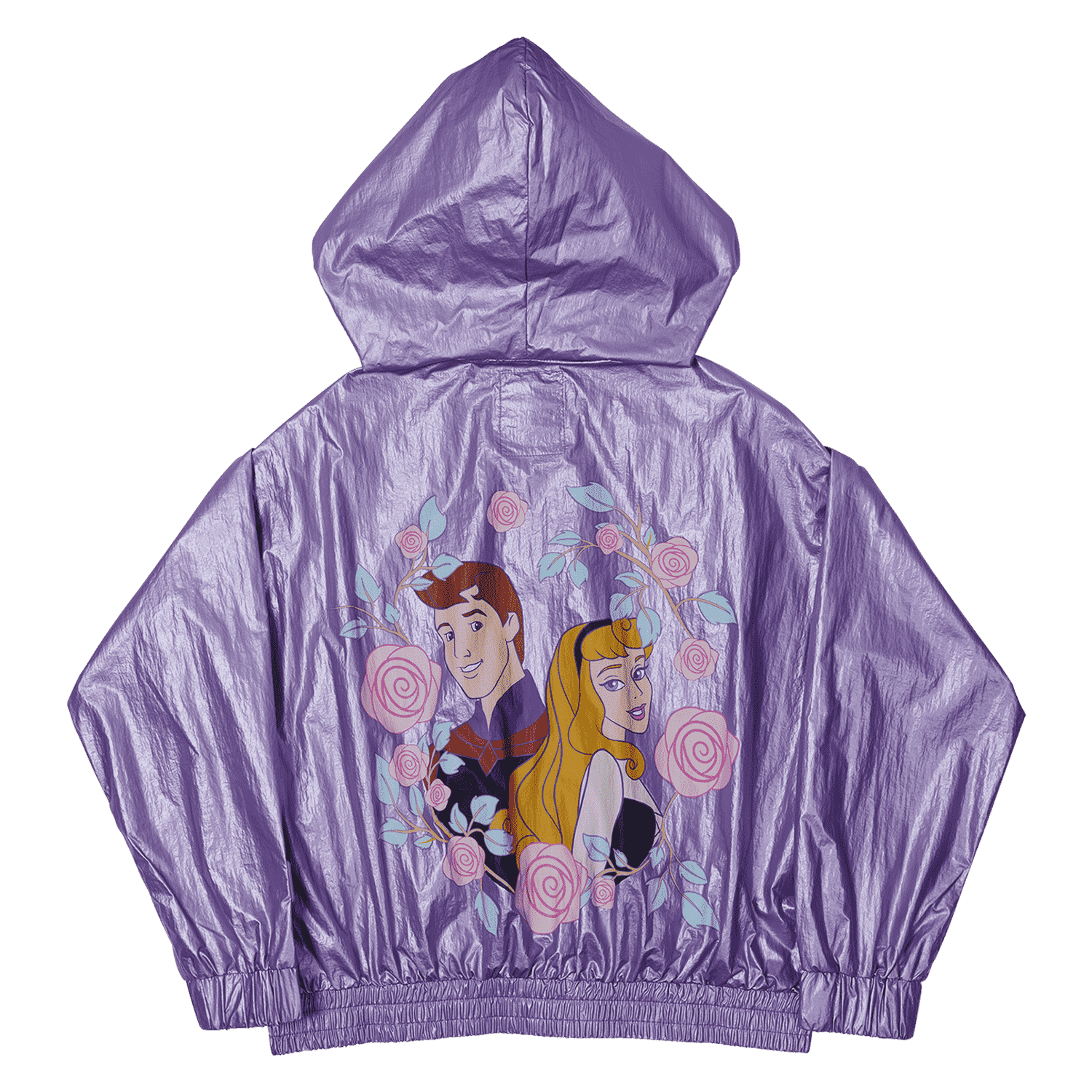 Sleeping Beauty Princess Aurora & Prince Phillip Floral Half-Zip Unisex Windbreaker Jacket - Image 4