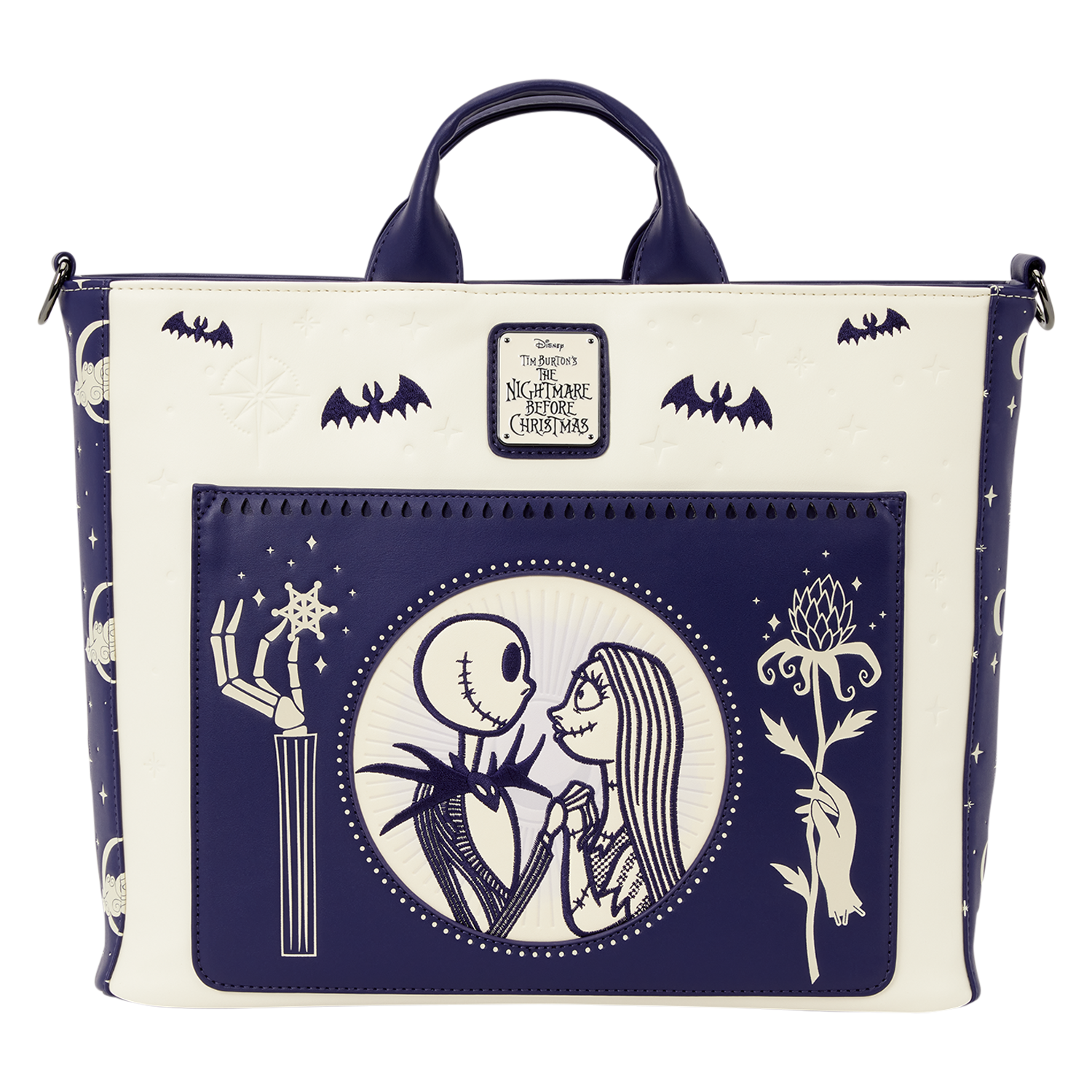 The Nightmare Before Christmas Jack Skellington & Sally Night Sky Convertible Backpack and Tote Crossbody Bag
